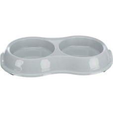 Bļoda dzīvniekiem, plastmasa - Trixie Double bowl, light-weight version, 2 × 0.2 l/ø 11 cm/26 × 4 × 14 cm