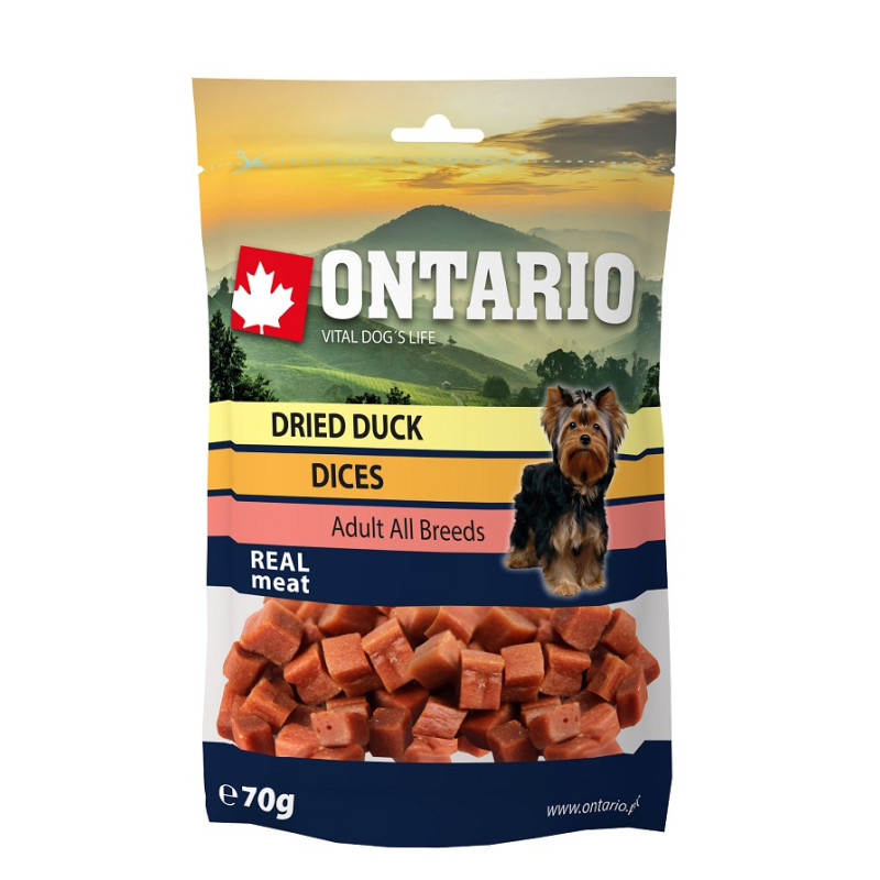 Gardums suņiem - Ontario Dog Duck Dice Small, 70gr.