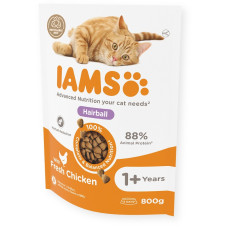 Sausā barība kaķiem - IAMS CAT ADULT HAIRBALL CHICKEN, 800 gr