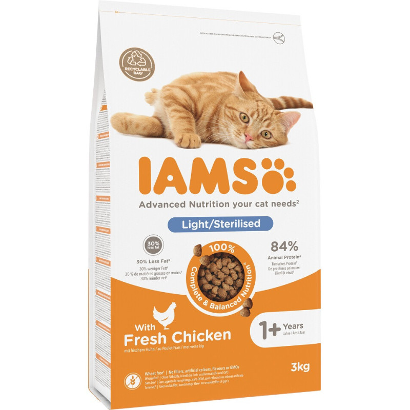 Sausā barība kaķiem - IAMS CAT ADULT STERILIZED CHICKEN, 3 kg