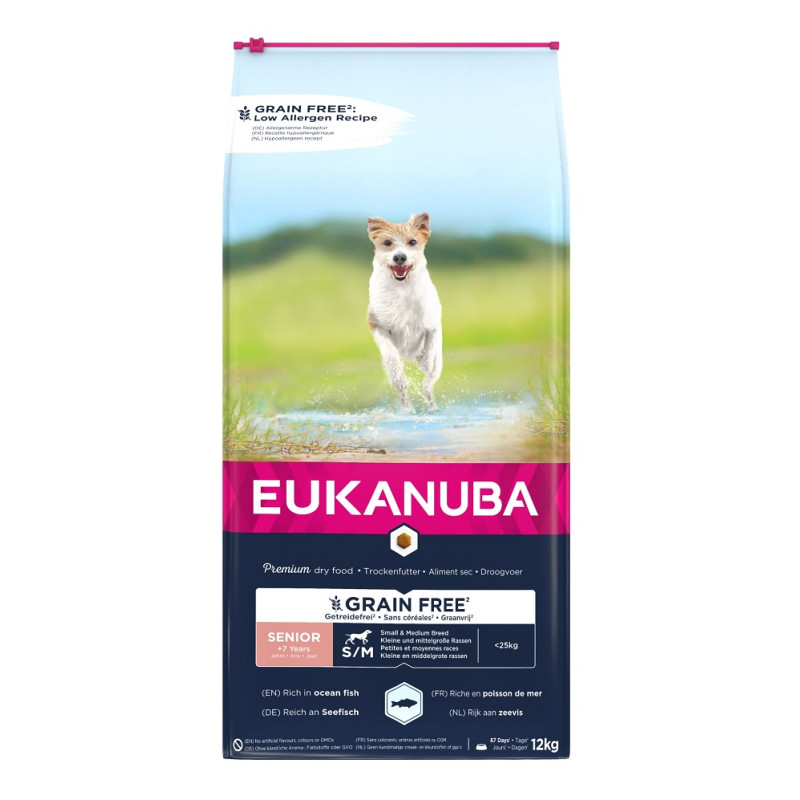 Sausa barība suņiem - Eukanuba Senior Small and Medium Ocean fish Grain Free, 12 kg