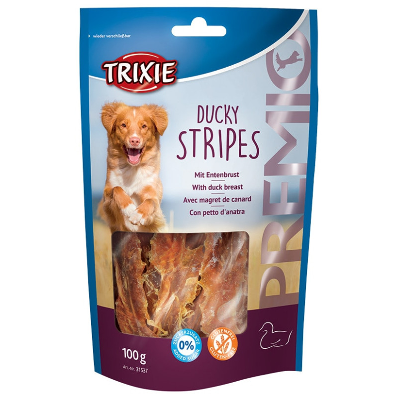 Gardums suņiem - Trixie Premio Ducky Stripes, 100g.