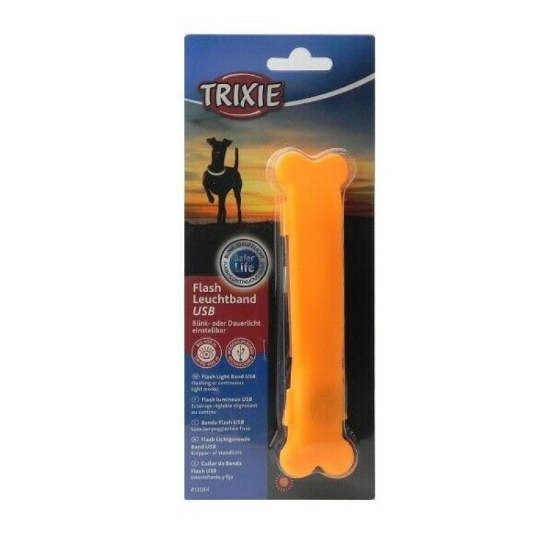 Atstarojošās kakla siksnas aksesuārs : Trixie Flash light band USB, for dogs, 15 × 2.5 cm, orange 