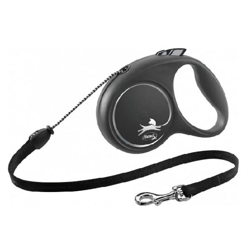 Inerces pavada suņiem – Trixie Flexi Black Design, Cord leash, M: 5 m, (20kg)