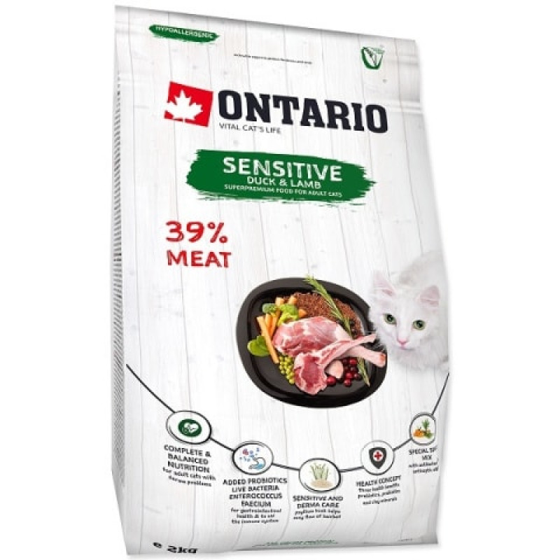 Корм для кошек – Ontario Cat Sensitive/Derma 2kg