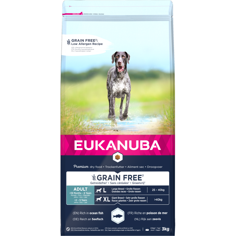 Sausa barība suņiem - Eukanuba Adult Large Ocean Fish Grain Free, 3 kg