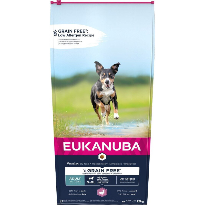 Sausa barība suņiem - Eukanuba Adult All Breed Duck Grain Free, 12 kg