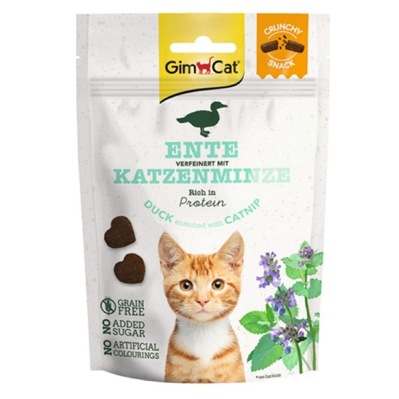 Gardumi kaķiem - GimCat CRUNCHY SNACKS DUCK WITH CATNIP 50G