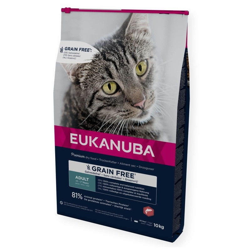 Sausā barība kaķiem - Eukanuba CAT Adult GRAIN FREE Salmon 10 kg