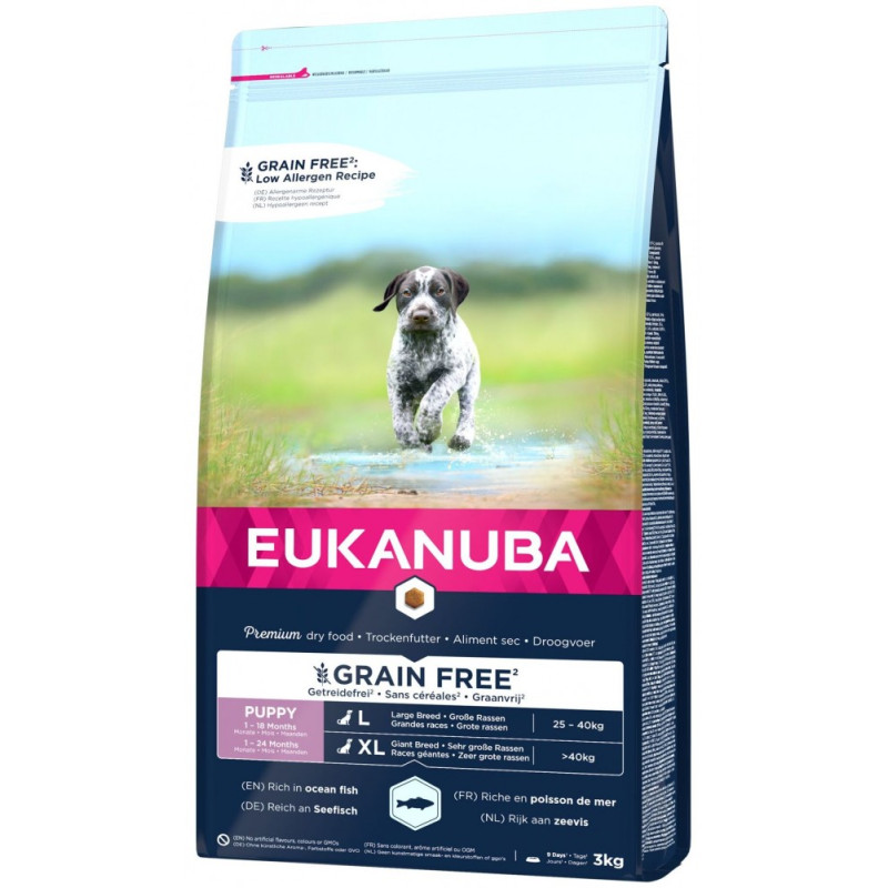 Sausa barība kucēniem - Eukanuba JUNIOR LARGE GRAIN FREE Seefish, 3 kg