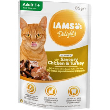 Konservēta barība kaķiem : IAMS CAT DELIGHT CHICKEN TURKEY GRAVY 85g.