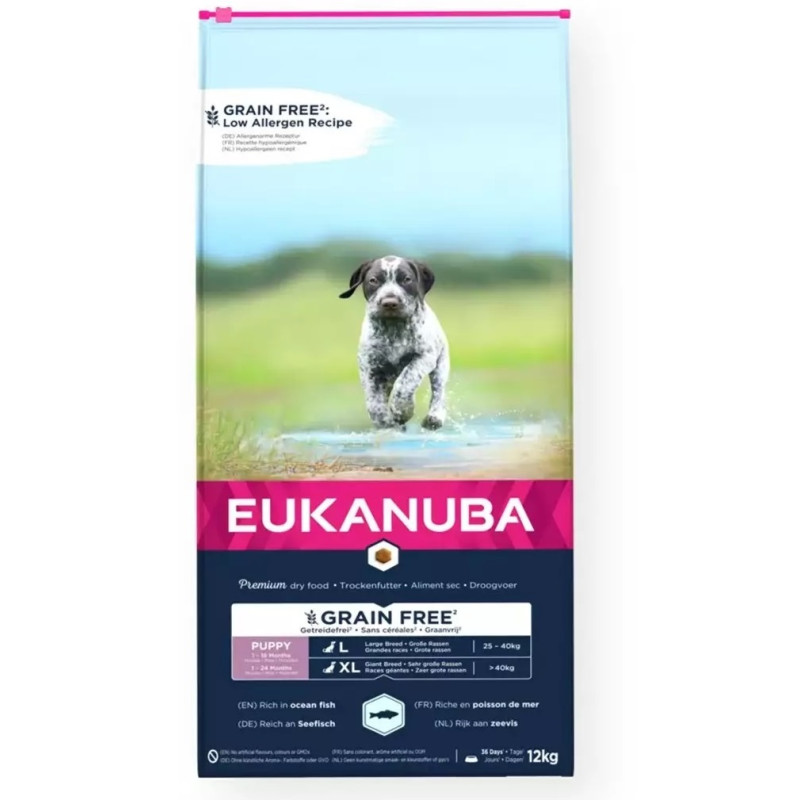 Sausa barība kucēniem - Eukanuba JUNIOR LARGE GRAIN FREE Seefish, 12 kg