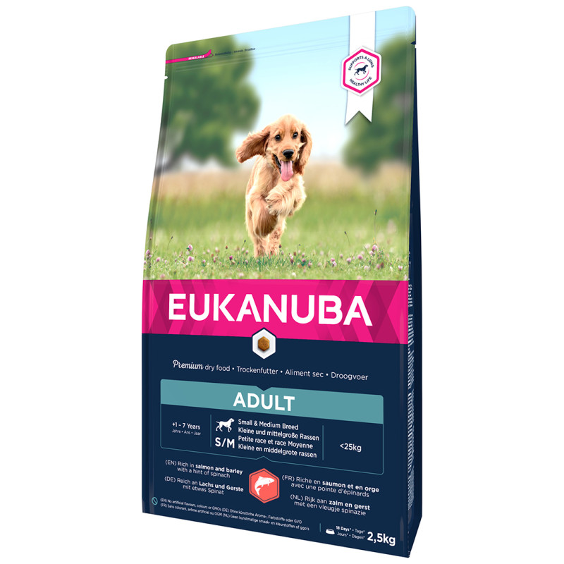 Sausa barība suņiem - Eukanuba Adult Small and Medium Salmon, 2.5 kg