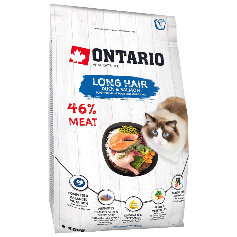 Sausā barība kaķiem - Ontario Cat Longhair, 400 gr