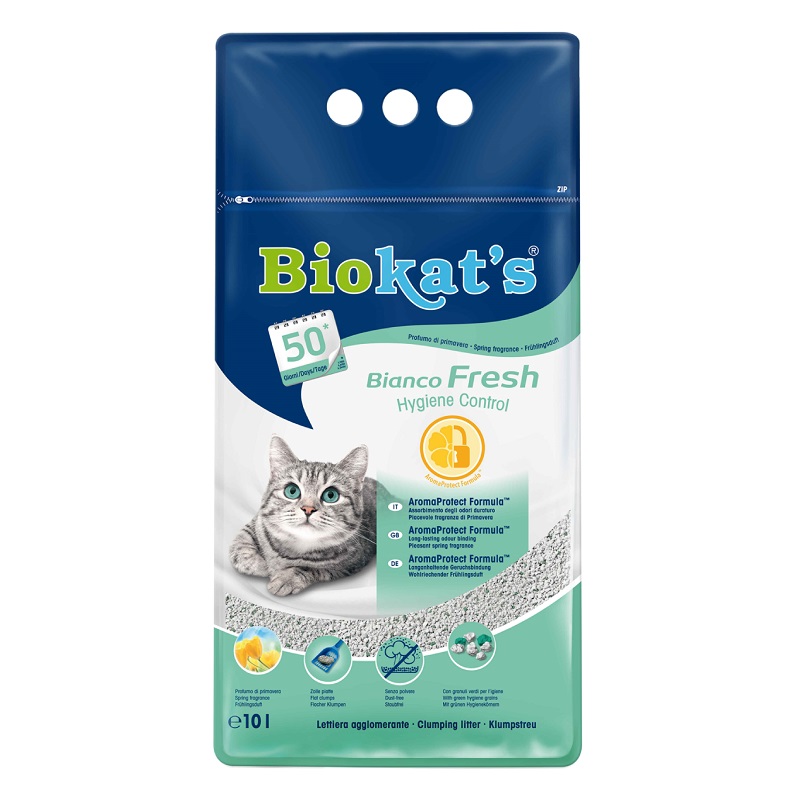 Smiltis kaķu tualetēm - Biokats Bianco Fresh, 10 L