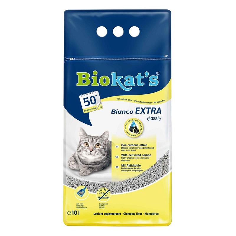 Smiltis kaķu tualetēm - Biokats Bianco Extra 10 L