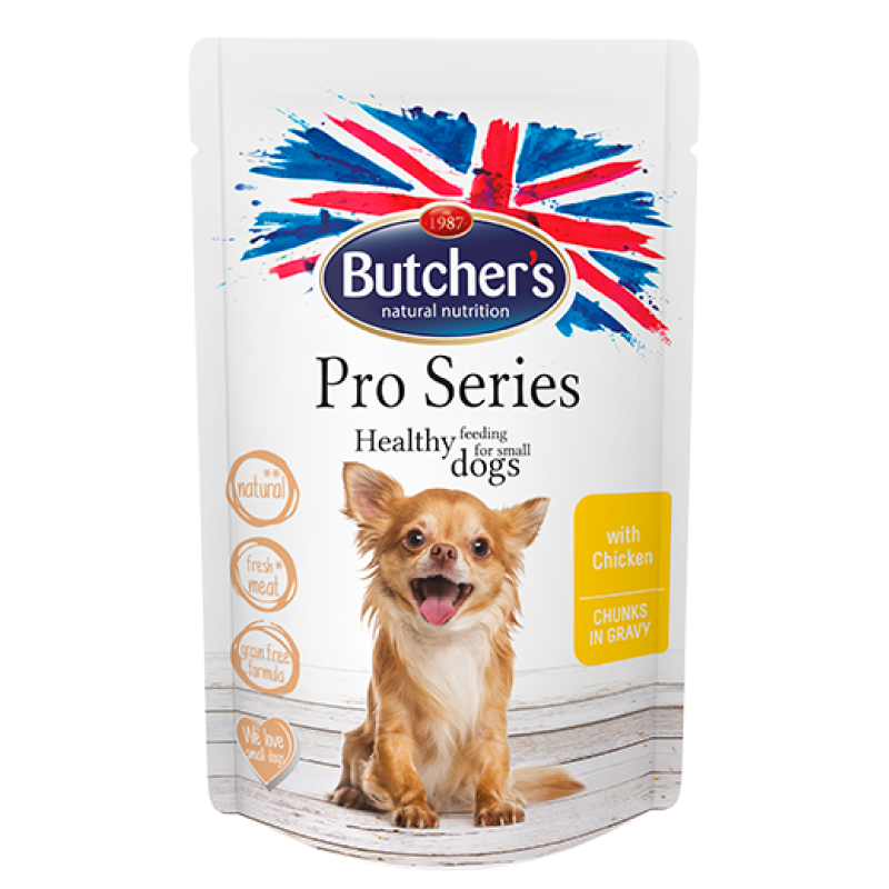 Konservi suņiem : Butchers DOG Pro Series chicken chunks in gravy,100g