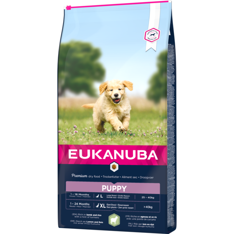 Sausā barība kucēniem - Eukanuba Puppy and Junior, LARGE, Lamb and Rice, 12 kg