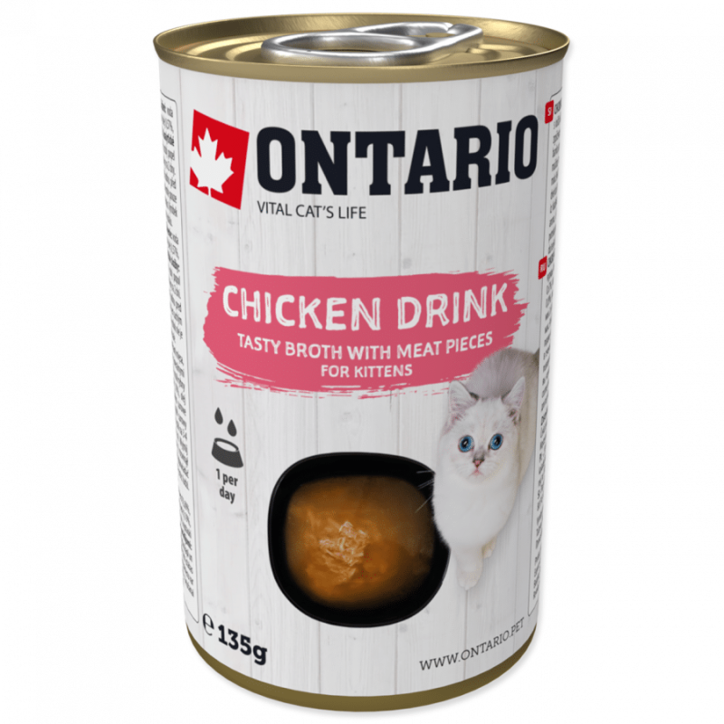 Konservi kaķēniem – Ontario Drink Kitten Chicken, 135 g