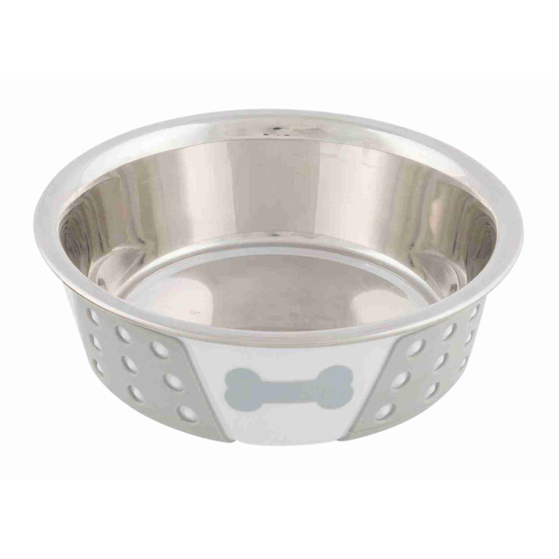 Bļoda dzīvniekiem, metāls : Trixie Stainless steel bowl with silicone, 0.4 l/ø 14 cm