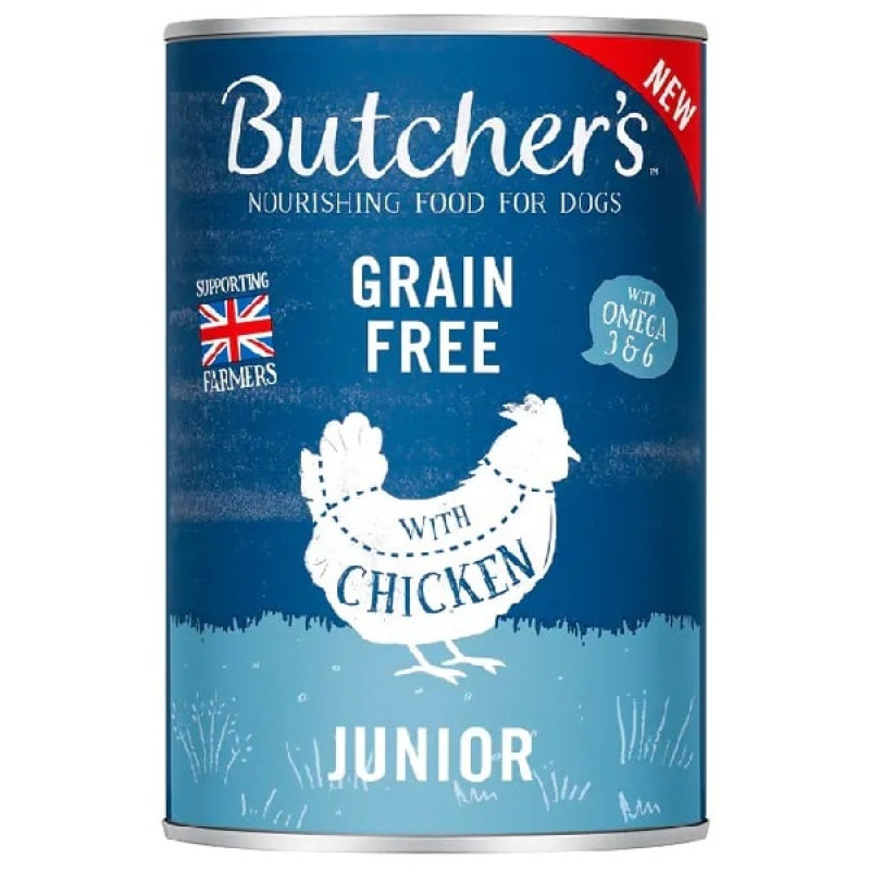 Konservi kucēniem : Butchers DOG Original Junior with chicken chunks in Jelly 400g