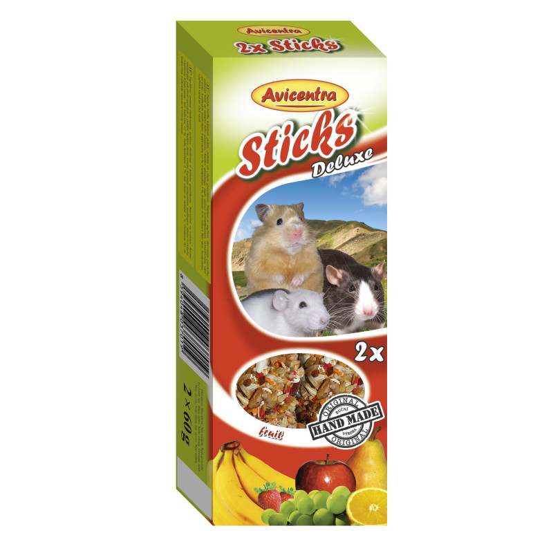 Papildbarība grauzējiem – Avicentra Sticks fruit for small rodents, 2 x 60 g