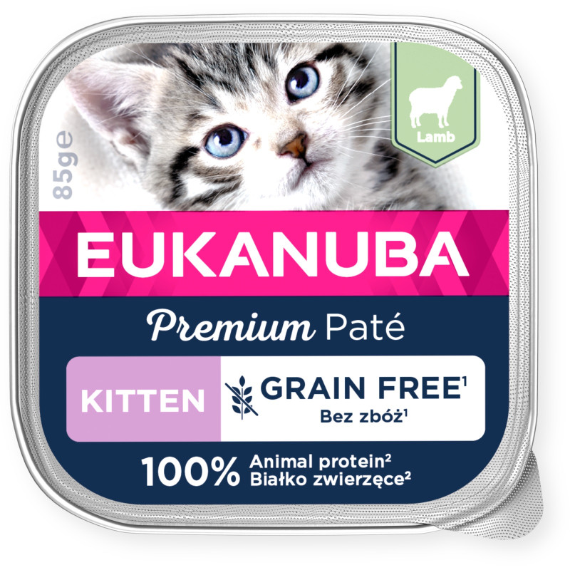 Konservēta barība kaķēniem - Eukanuba Cat Kitten Lamb pate 85g 