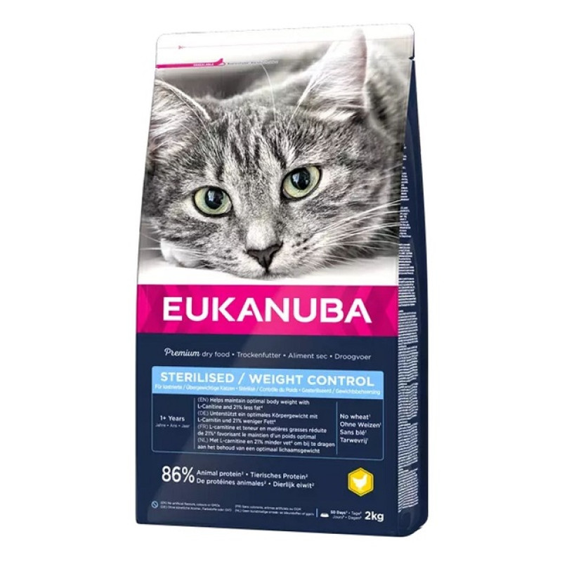 Sausā barība kaķiem - Eukanuba CAT Adult STERILISED / WEIGHT CONTROL Chicken 2 kg