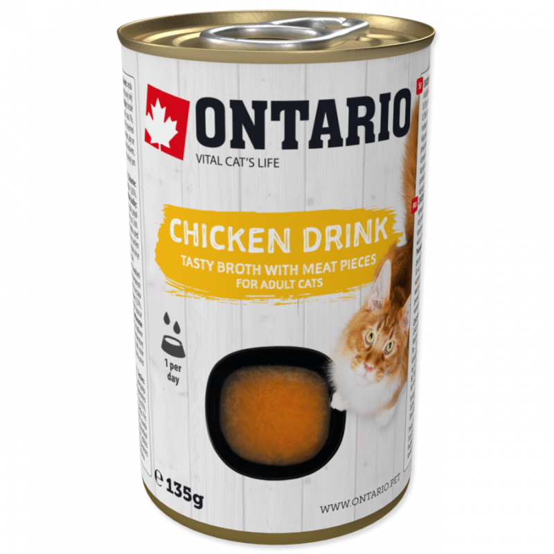 Konservi, zupa kaķiem - Ontario Drink Adult Chicken, 135 g