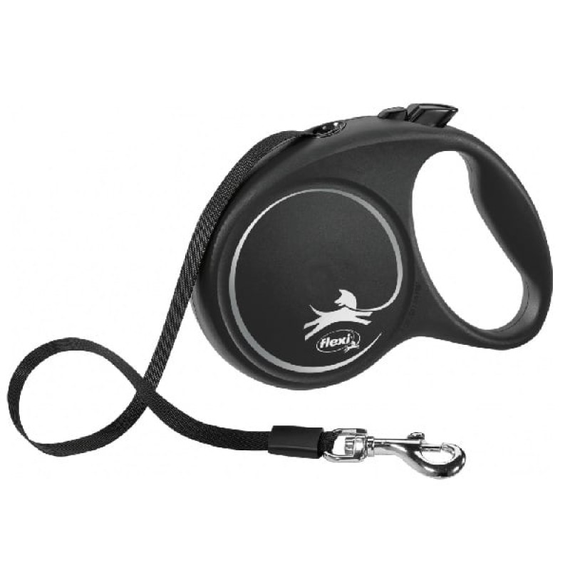 Inerces pavada suņiem – Trixie Flexi Black Design, Tape leash, M: 5 m, (25kg)