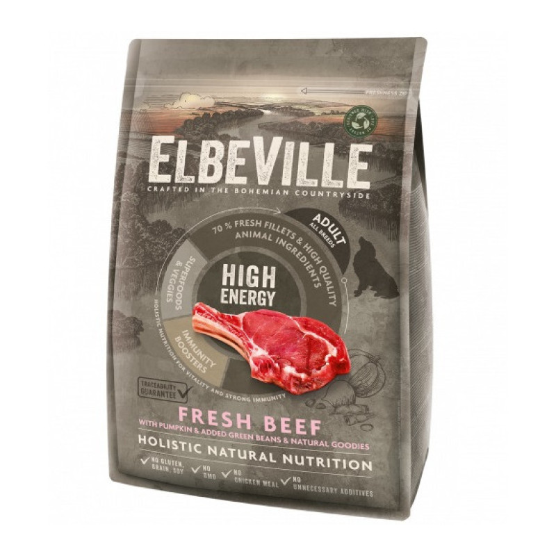 Sausa barība suņiem - ELBEVILLE Adult All Breeds Fresh Beef High Energy 4 kg