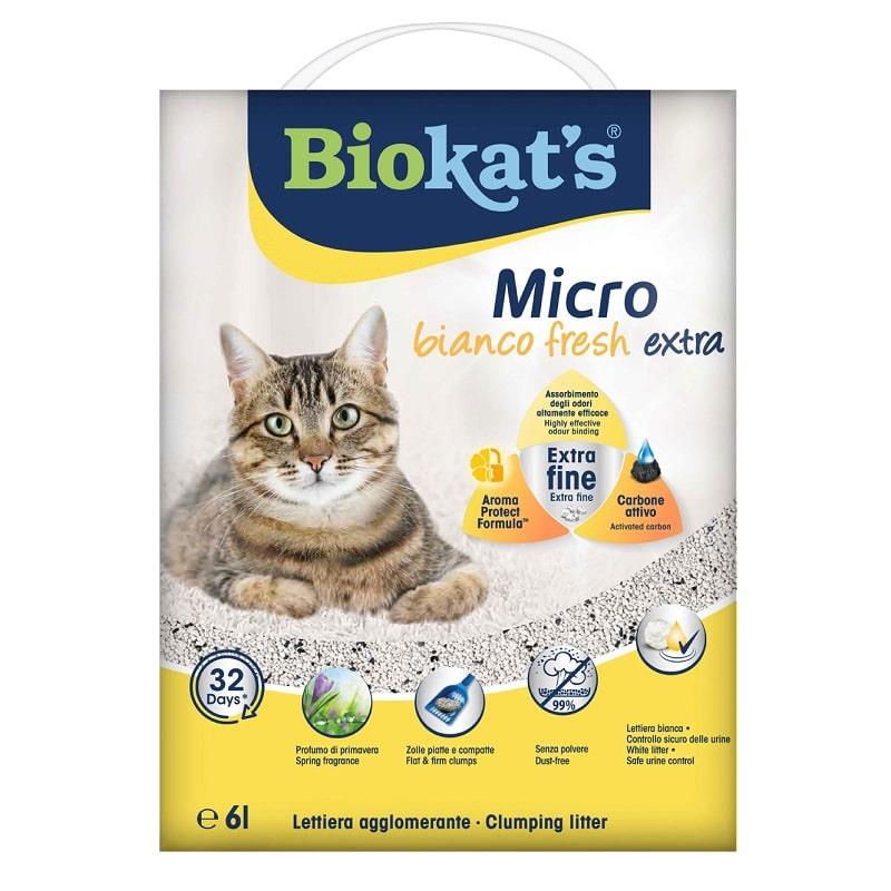 Smiltis kaķu tualetēm - Biokats Micro Bianco Fresh Extra 6 L