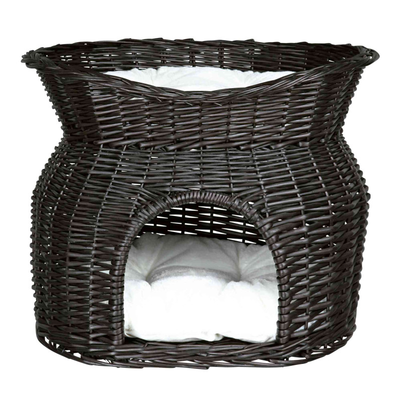 Guļvieta kaķiem : Trixie Wicker cave with bed on top and 2 cushions, 54 × 43 × 37 cm, black