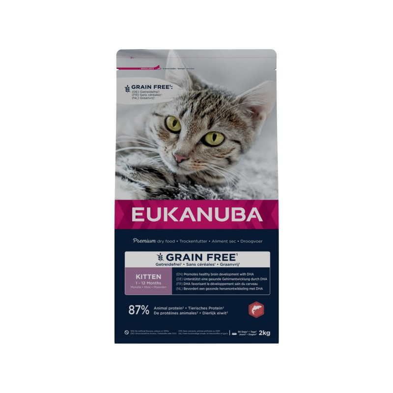 Sausā barība kaķēniem - Eukanuba CAT KITTEN GRAIN FREE Salmon 2 kg