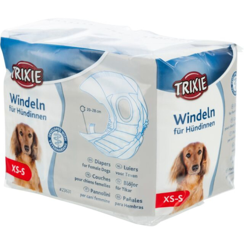 Памперсы для собак - Trixie Diapers for dogs, XS–S: 20–28 см, 12 шт.