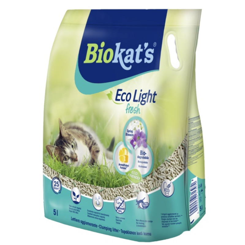 Ekoloģiskie pakaiši kaķu tualetēm - Gimborn Biokat's Eco Light Fresh Spring Blossom 5 L