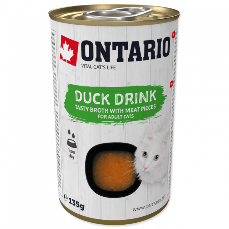 Konservi kaķiem – Ontario Drink Adult Duck, 135 g