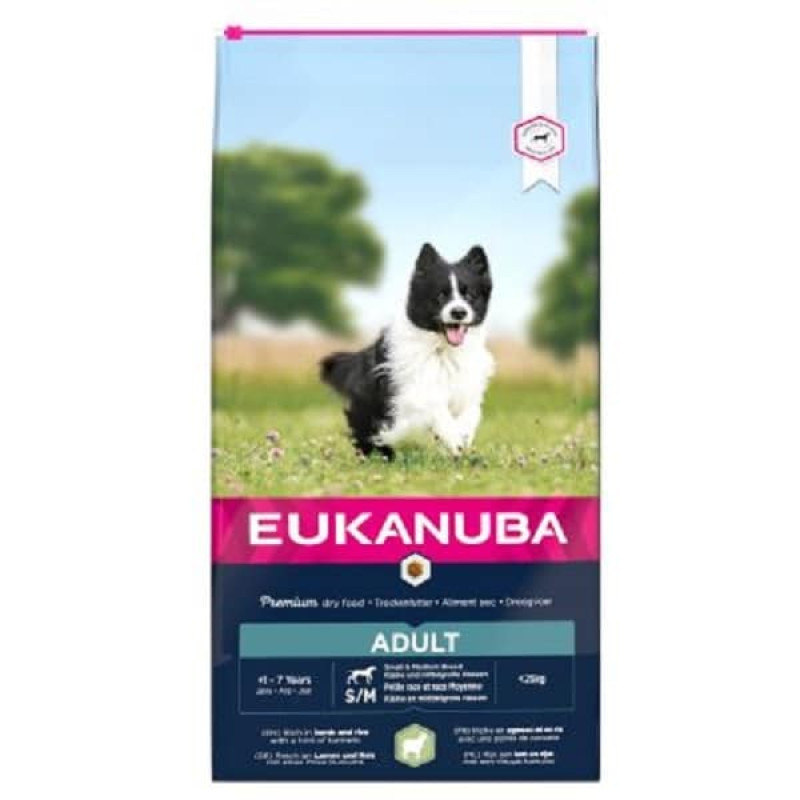 Sausa barība suņiem - Eukanuba Adult Small and Medium Lamb and Rice, 18 kg