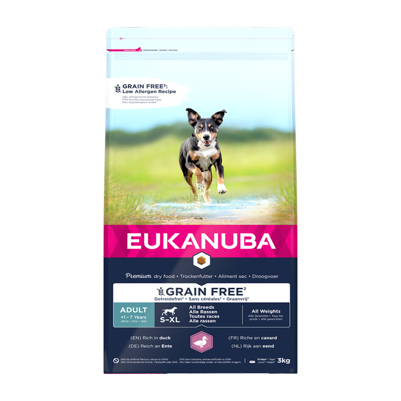 Sausa barība suņiem - Eukanuba Adult All Breed Duck Grain Free, 3 kg