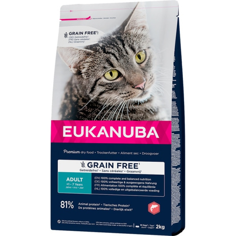 Sausā barība kaķiem - Eukanuba CAT Adult GRAIN FREE Salmon 2 kg